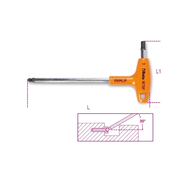 Beta Ball Head Offset Hex Key Wrench, 8mm 000960690